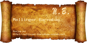 Mellinger Barnabás névjegykártya